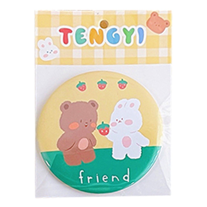 Pequeño espejo de dibujos animados lindo espejo de maquillaje portátil pequeño espejo redondo patrón de dibujos animados espejo de mano espejo de maquillaje