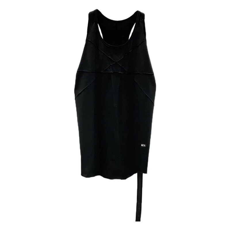 Мужской стиль SUBHUMAN | Майка с лентами и пэчворком DRK, одинаковый стиль для мужчин и женщин, парные модели, 3 цвета, короткий рукав