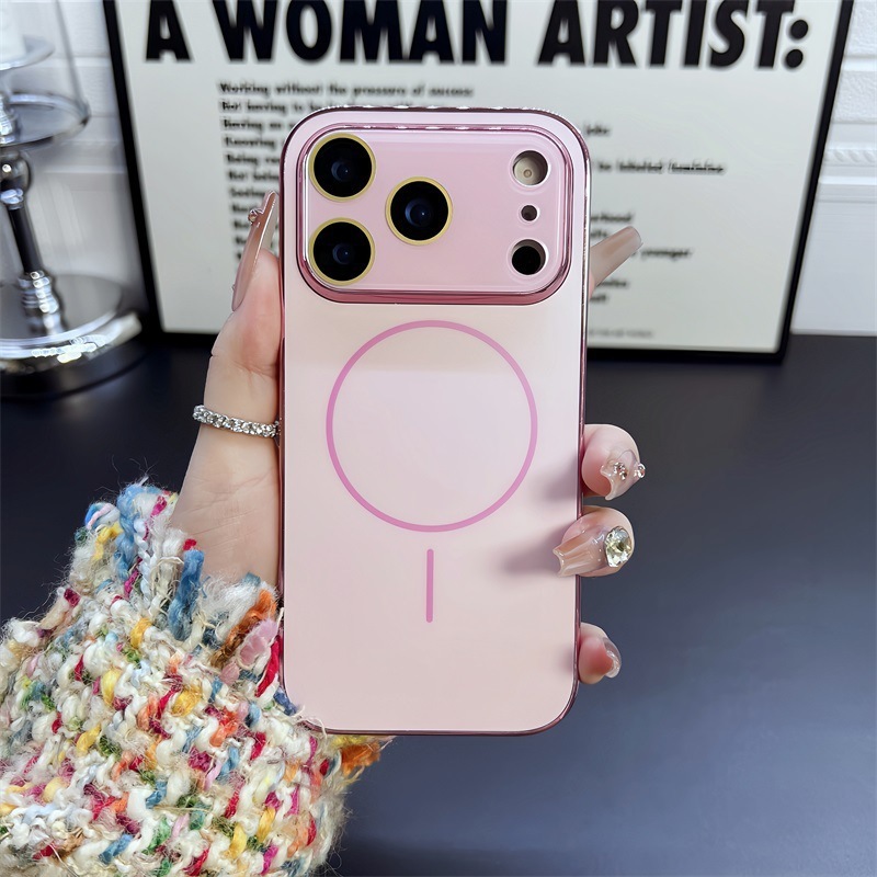 适用iPhone17promax大视窗磨砂磁吸手机壳苹果16原机色电镀保护套|undefined