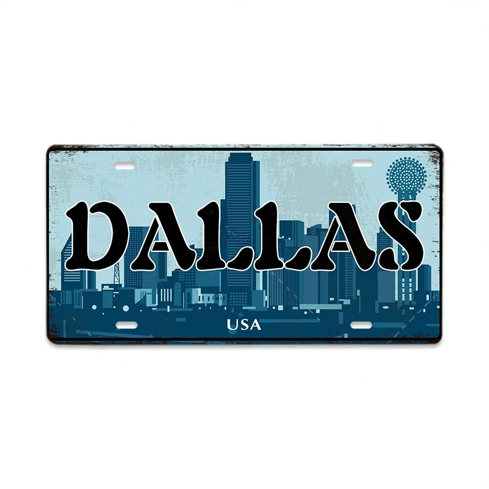 Cross-border license plate metal art aluminum plate painting creative American place name personalized English sign wall decorative painting