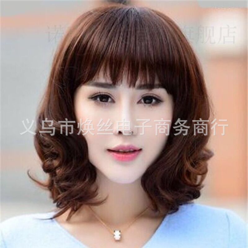 Wig women's medium and long curly hair short curly hair big wave clavicle hair pear flower head women's wig set manufacturers spot wholesale