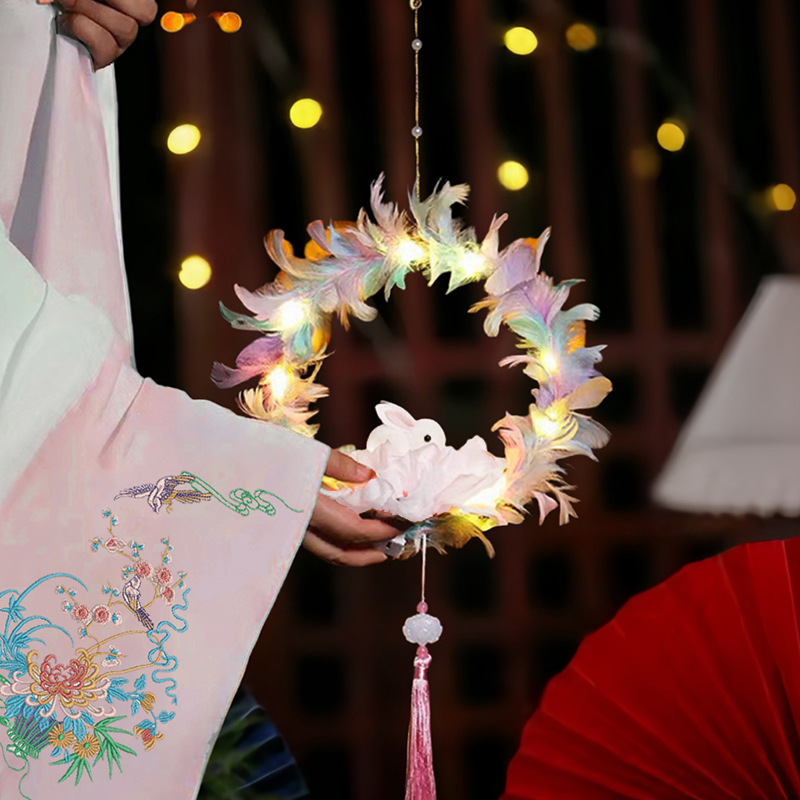 깃털 화환 색상(따뜻한 램프 포함)