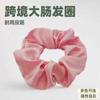 跨境大肠发圈色丁布艺绸缎头绳女生高级感皮筋高弹力耐用头饰发饰