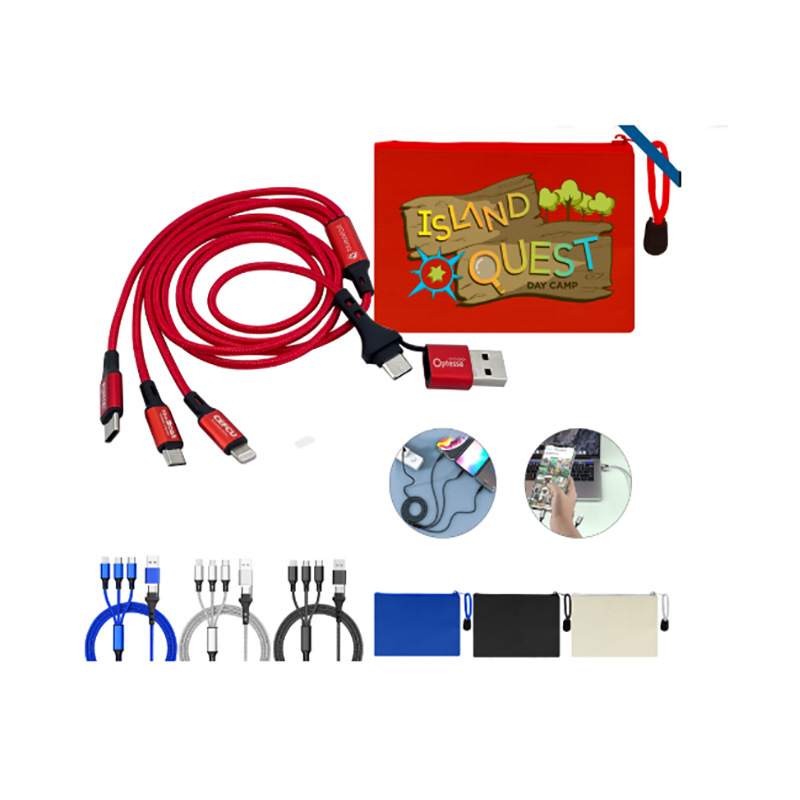 收纳袋充电线充电器移动电源 手机插头充电宝车充四合一定礼品制 数码、电脑厂家批发实拍图