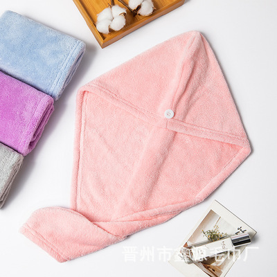 Coral Shower cap Dry hair cap Female bag Scarf water uptake Dijin thickening double-deck Shower cap Manufactor wholesale water uptake Quick drying