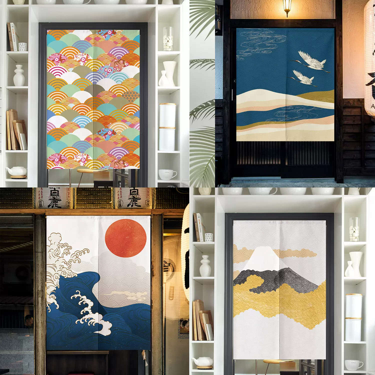 日式门帘隔断帘厨房卧室卫生间玄关半截帘免打孔伸缩杆布艺遮挡帘