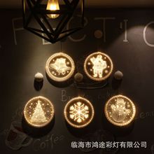 3D亞克力聖誕吸盤燈掛件led彩燈櫥窗布置裝飾聖誕樹氛圍燈串批發