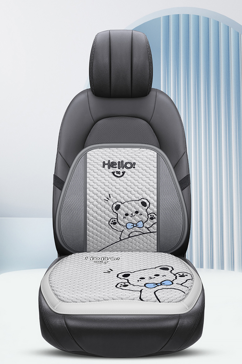 Car cushion four seasons universal women's cute cartoon bear cushion summer ice silk breathable non-slip seat cover