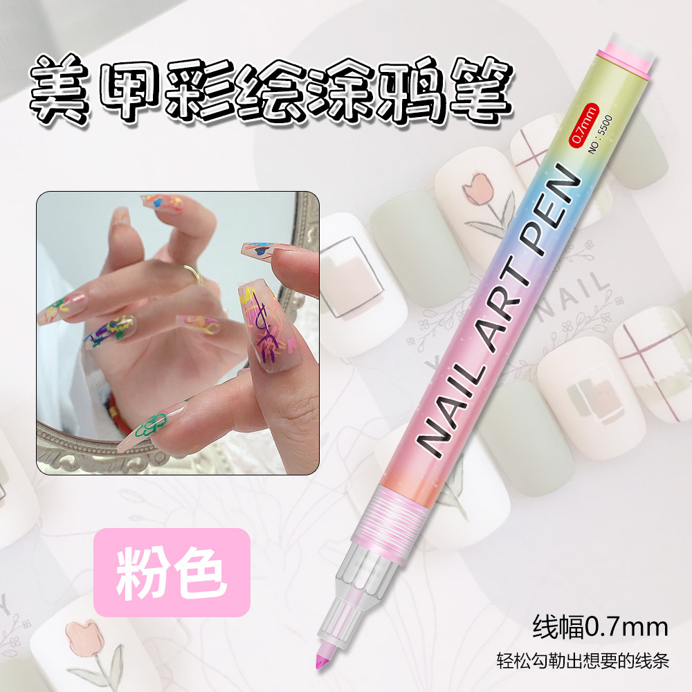 Nuevo lápiz de graffiti transfronterizo de uñas DIY lápiz de marca de secado rápido colorido de dibujo de gancho de línea de uñas lápiz de pintura