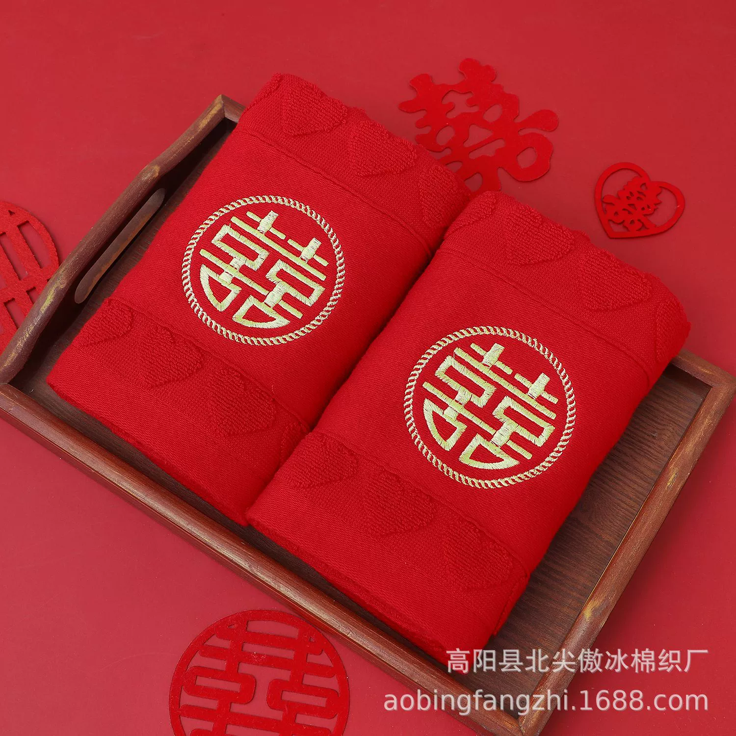 Burgundy cotton towel, gift box, increased thickness