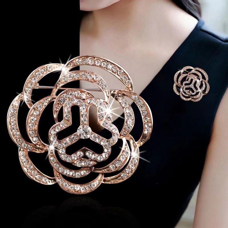 New Women's Federation Women's Diamond Brooch Exquisite Shiny Rhinestone Badge Luxury Corsage High-end Fashion Accessories Wholesale