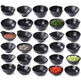 Japanese style melamine tableware fast food rice bowl commercial restaurant imitation porcelain small soup bowl hot pot seasoning dip single ear bowl