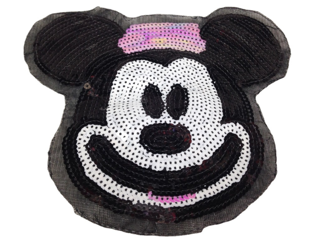 diy亮片布贴补丁贴 服装辅料 电脑绣花 卡通珠片布贴花边批发