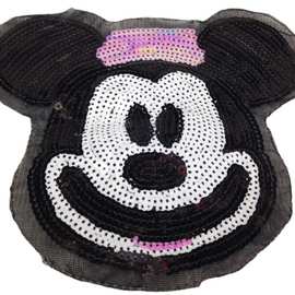 diy亮片布贴补丁贴 服装辅料 电脑绣花 卡通珠片布贴花边批发