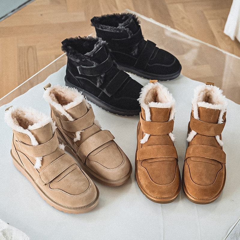 3125 par snestøvler nichedesign 2023 efterår og vinter nye fløjls tykke varme nordøstlige bomuldssko tykke såler_voghion.com