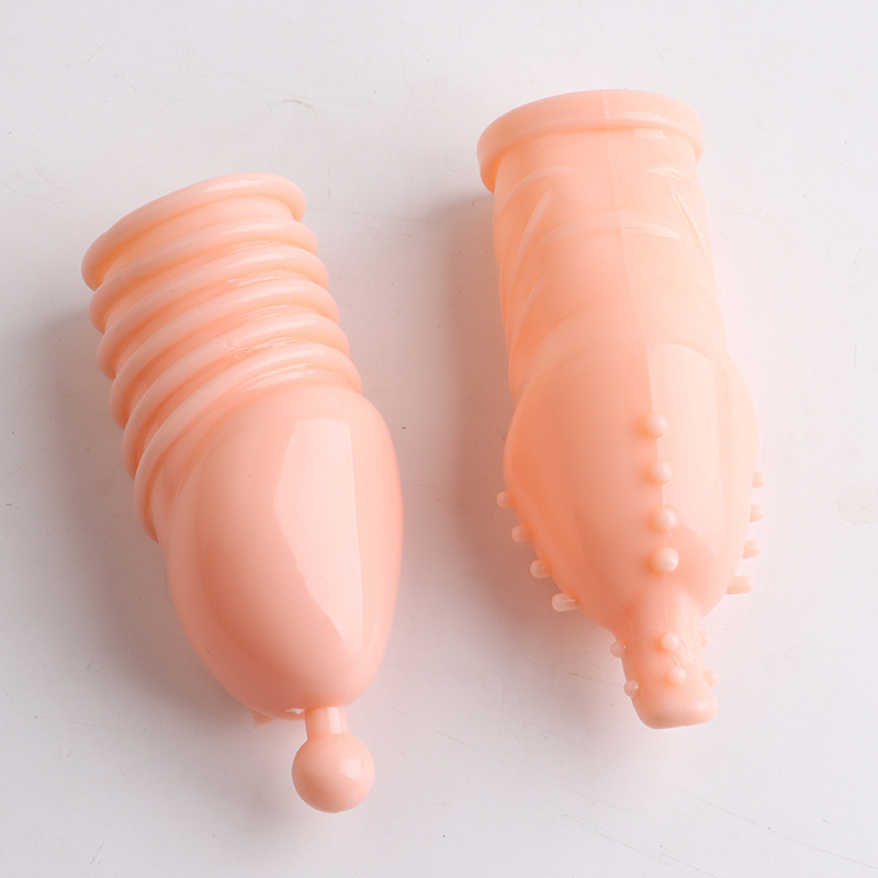 Textured Glans Condom Sleeve, Wolf-Tooth Stimulation, Transparent Soft Rubber, Manual Couples Toy — detail image 5