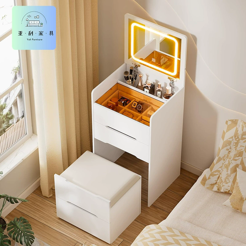 Туалетный столик в кремовом стиле, прикроватная тумбочка, встроенная прикроватная тумбочка с откидной крышкой, включая табурет, туалетный столик для хранения панелей внешней торговли