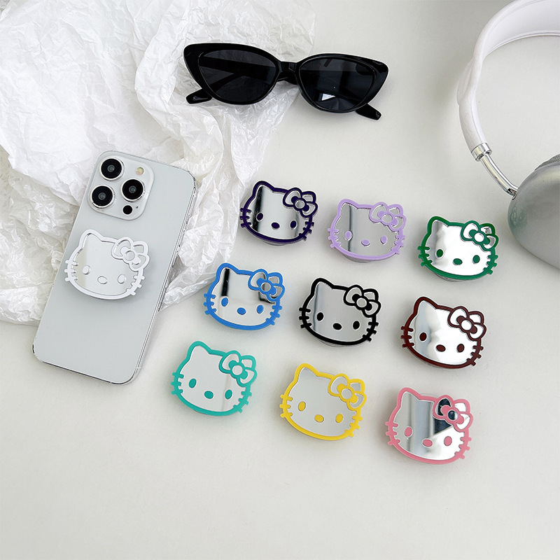 Macaron Line Mirror Kt Cat Mobile Phone Airbag Holder 3m Paste Lazy Holder Popular Desktop Holder Magical