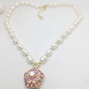 Organic pendant from pearl, gold-plated crystal, wholesale, golden color