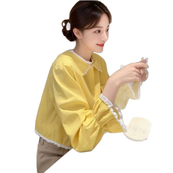 ユニークで超見栄えの良いファッショナブルなパフスリーブ花柄シャツレディース2025春新作カジュアルレディトップ|undefined