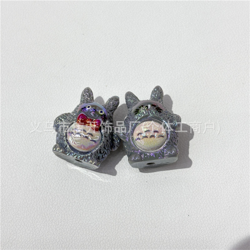 带孔树脂电镀立体卡通龙猫串珠笔配件手机钥匙链diy手工饰品材料|undefined