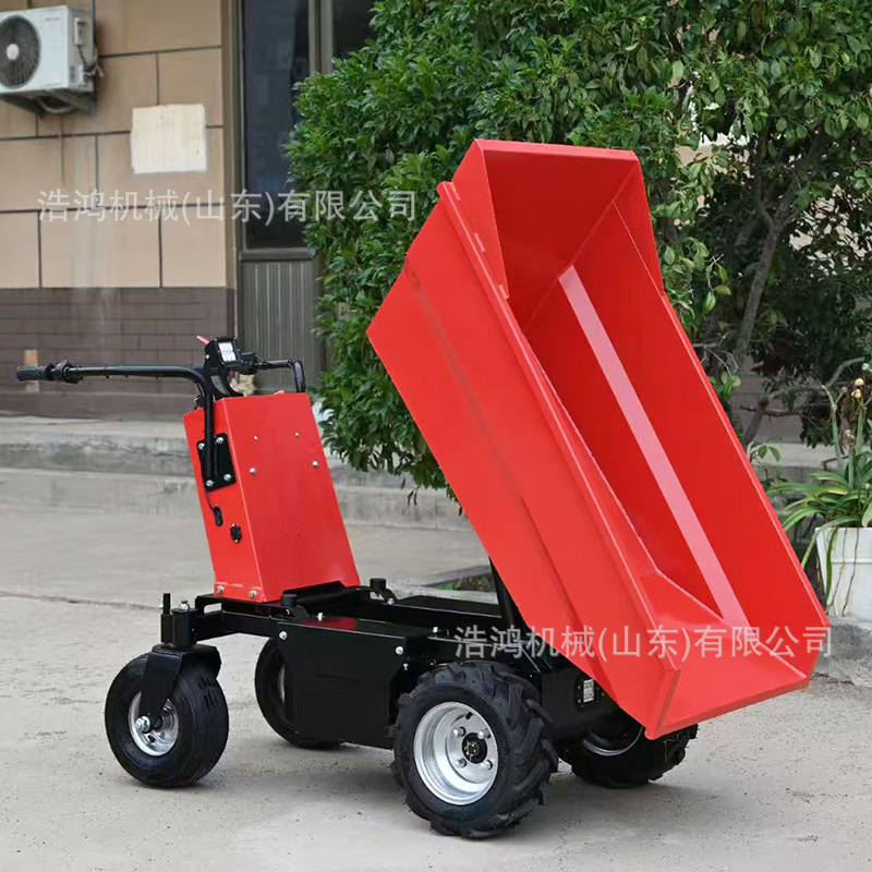 前卸式手推翻斗车小型四轮汽油运输车工地柴油灰斗车 电动翻斗车