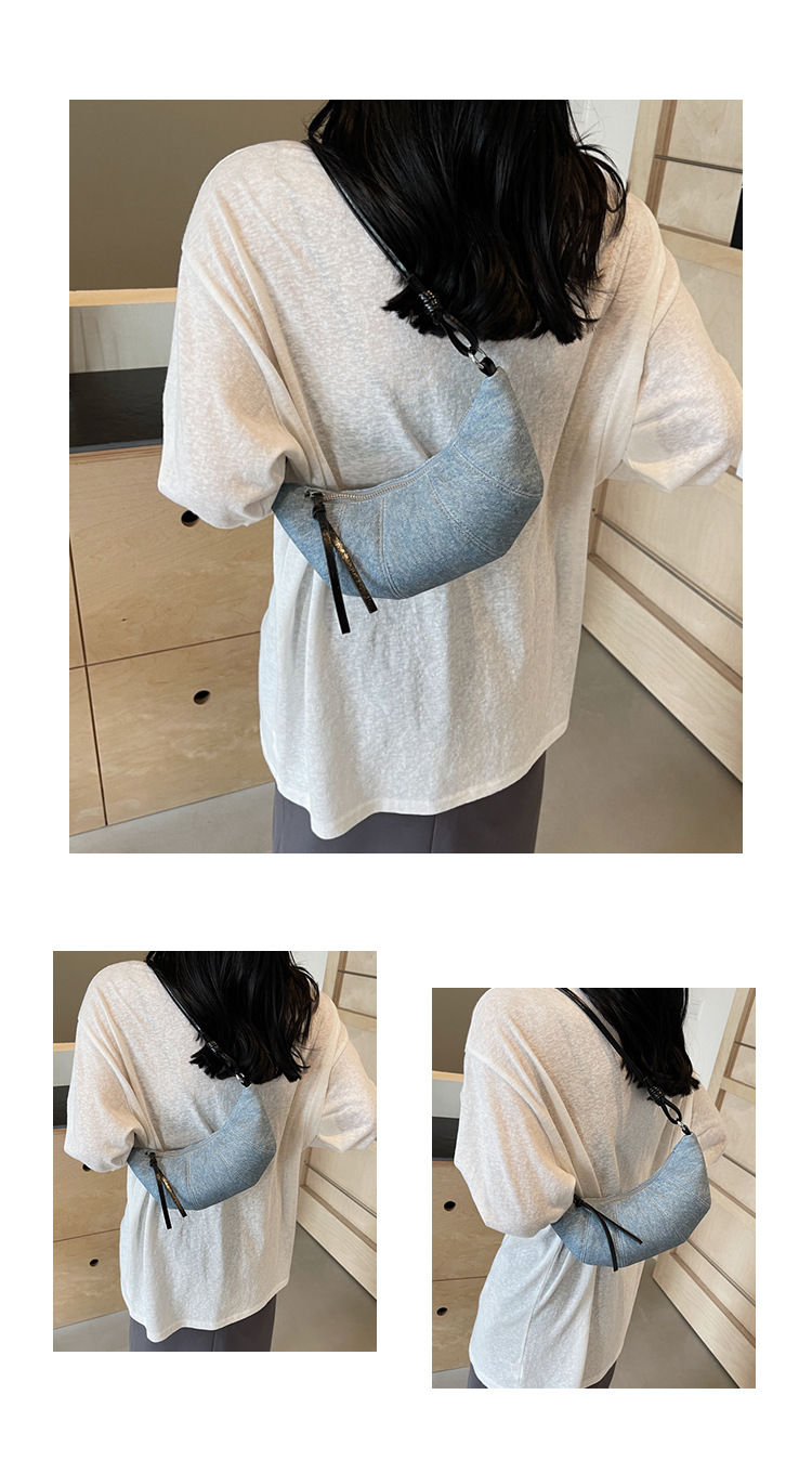 Denim for women's 2024 new fashionable casual shoulder niche trend, super hot crossbody bag, cowhide bag_senzul.com