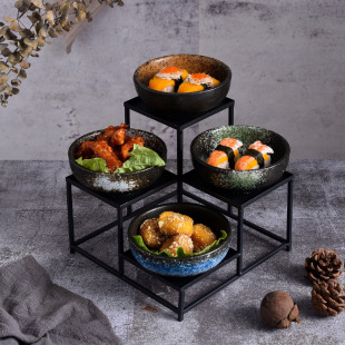 Japanese Restaurant Hotel Personality Plate Hotel Features Creative Tableware Iron Table Bowl Rack Cold Dishes Artistic Conception Snack Bowl