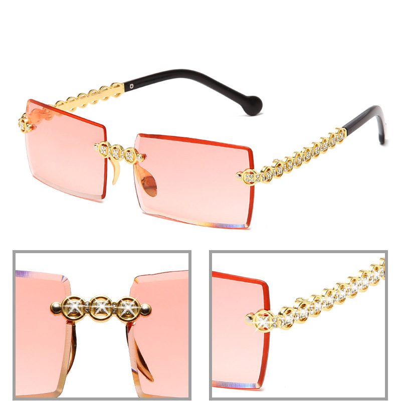 Spot Diamond Fashion Cut Edge Women's Sunglasses Street Shot Box Trend Sunglasses