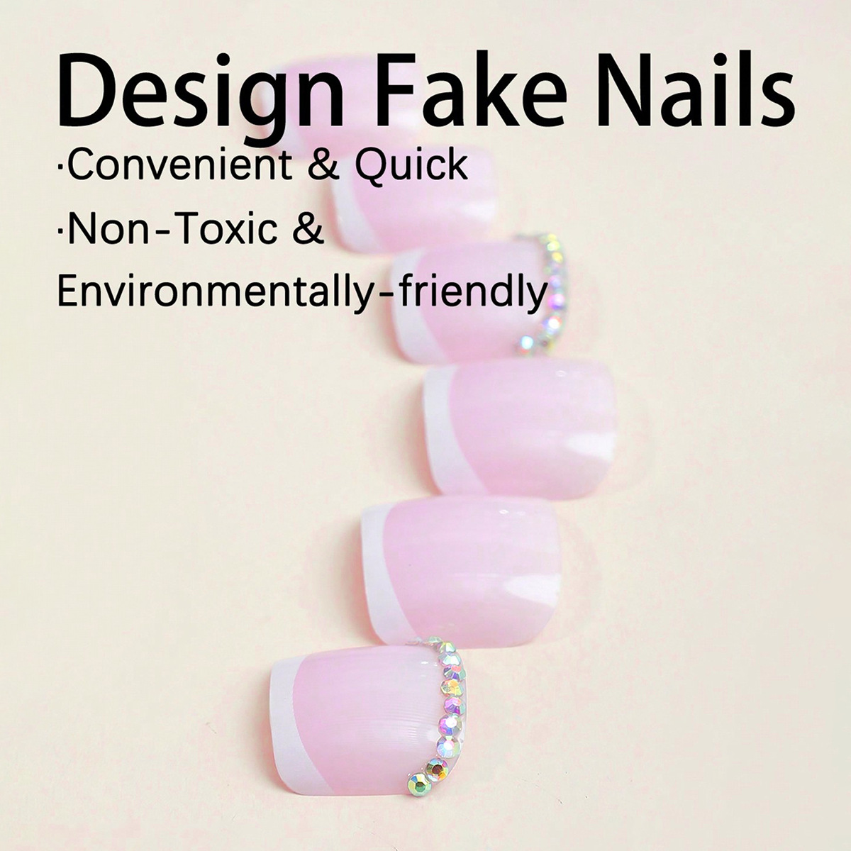 Uña de desgaste blanca de estilo francés perforación de banda lateral corta de uñas de pie productos terminados desmontables de uñas de desgaste parches de uñas falsas