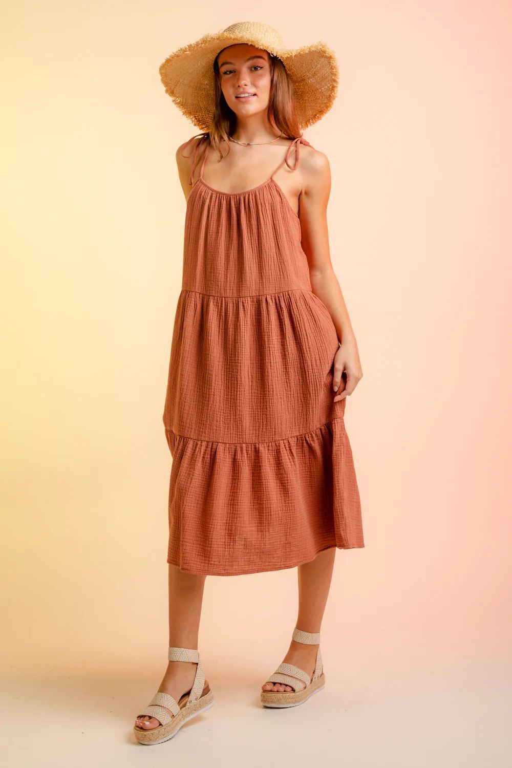 Femmes Robe À Bretelles Style Simple Sangle Sans Manches Couleur Unie Robe Mi-Longue Vacances Du Quotidien display picture 21