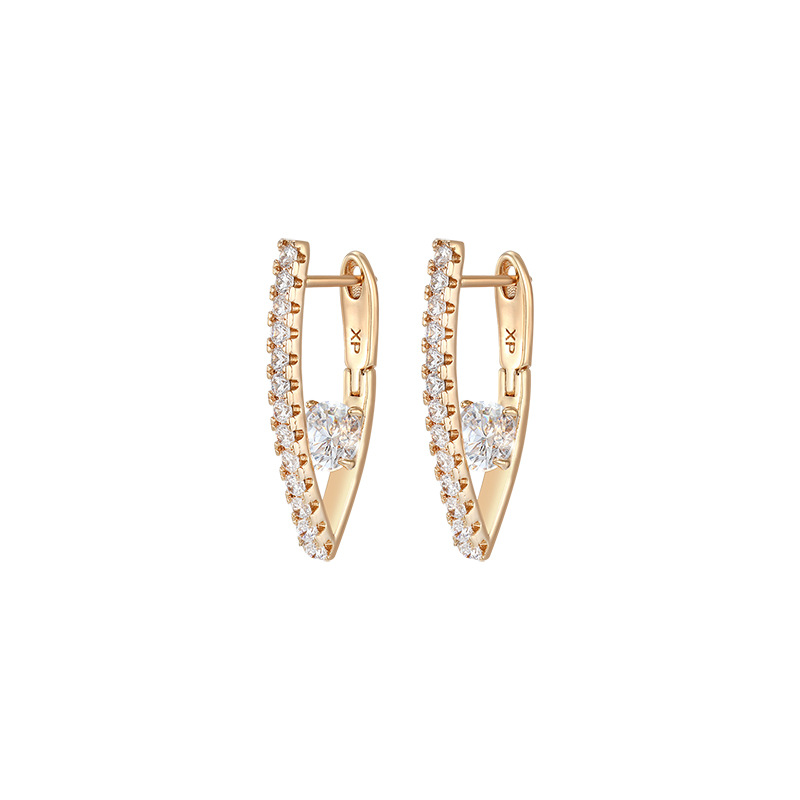 Aretes de Cierre Ruso en Forma de V 18K de Aleación de Cobre, Diseño Geométrico, para Mujer