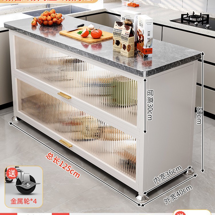 Estante de cocina de pizarra de roca, gabinete de almacenamiento de horno microondas multifuncional de piso, encimera, mesa de corte de verduras, mesa de preparación, armario lateral