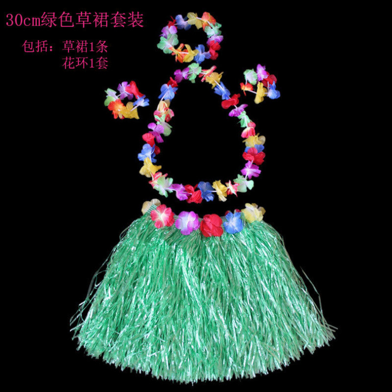 Halloween 30cm de longitud hula disfraz espectáculo de guirlandas hawaiano juego de falda de paja para niños