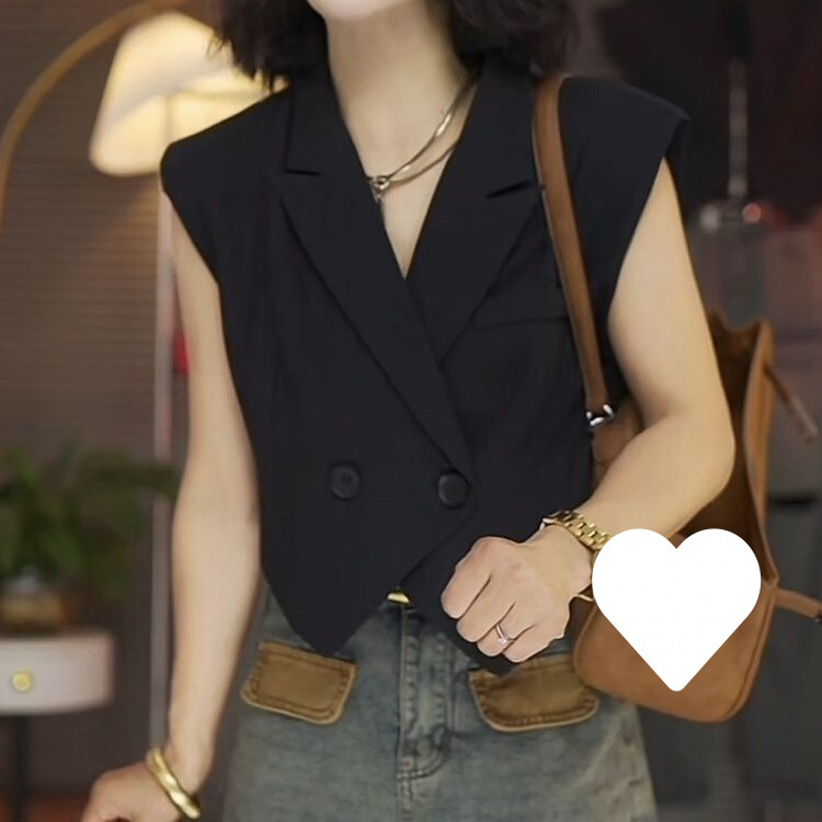 Green Mate Elegant Short Suit Vest Women's 2023 New Summer French Fashionable Fried Street Suit Jacket