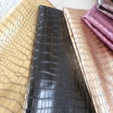 柔软金黄色金属色服装用皮革面料 珠光金属皮革