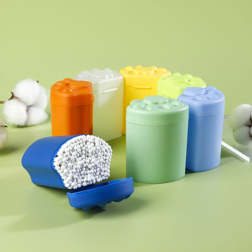 Набор из 200 двусторонних ватных палочек для чистки ушей младенцев в форме кошачьих лапок с маленькими наконечниками, настраиваемый по индивидуальному заказу, для коммерческого использования.