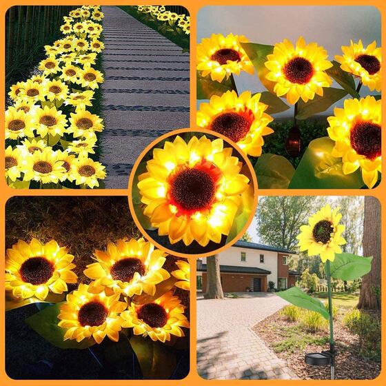 Cross-border 6 solar sunflower lights led courtyard outdoor lights garden lawn landscape lights plug-in simulation lanterns