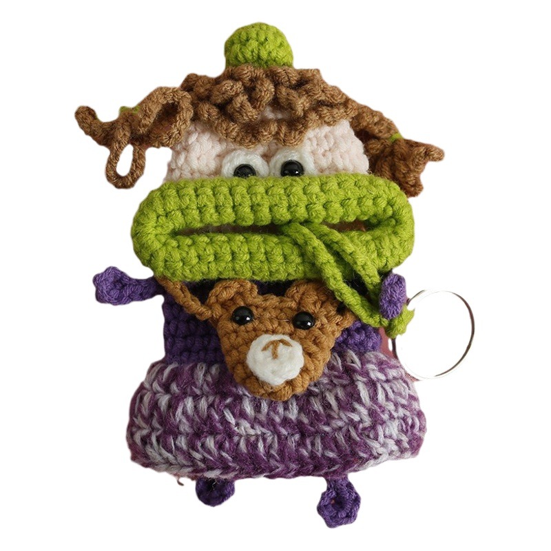 Cloth bag Xiangyu hand-woven sausage mouth key case flower skirt little girl pull key protective cover finished product