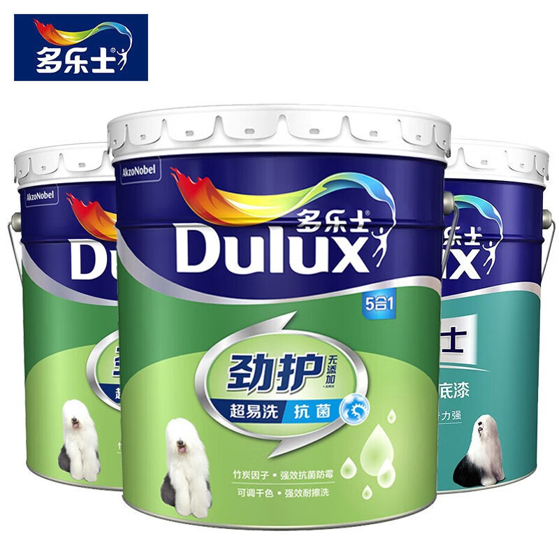 多乐士劲护无添加竹炭超易洗抗菌五合一内墙乳胶漆油漆墙面漆