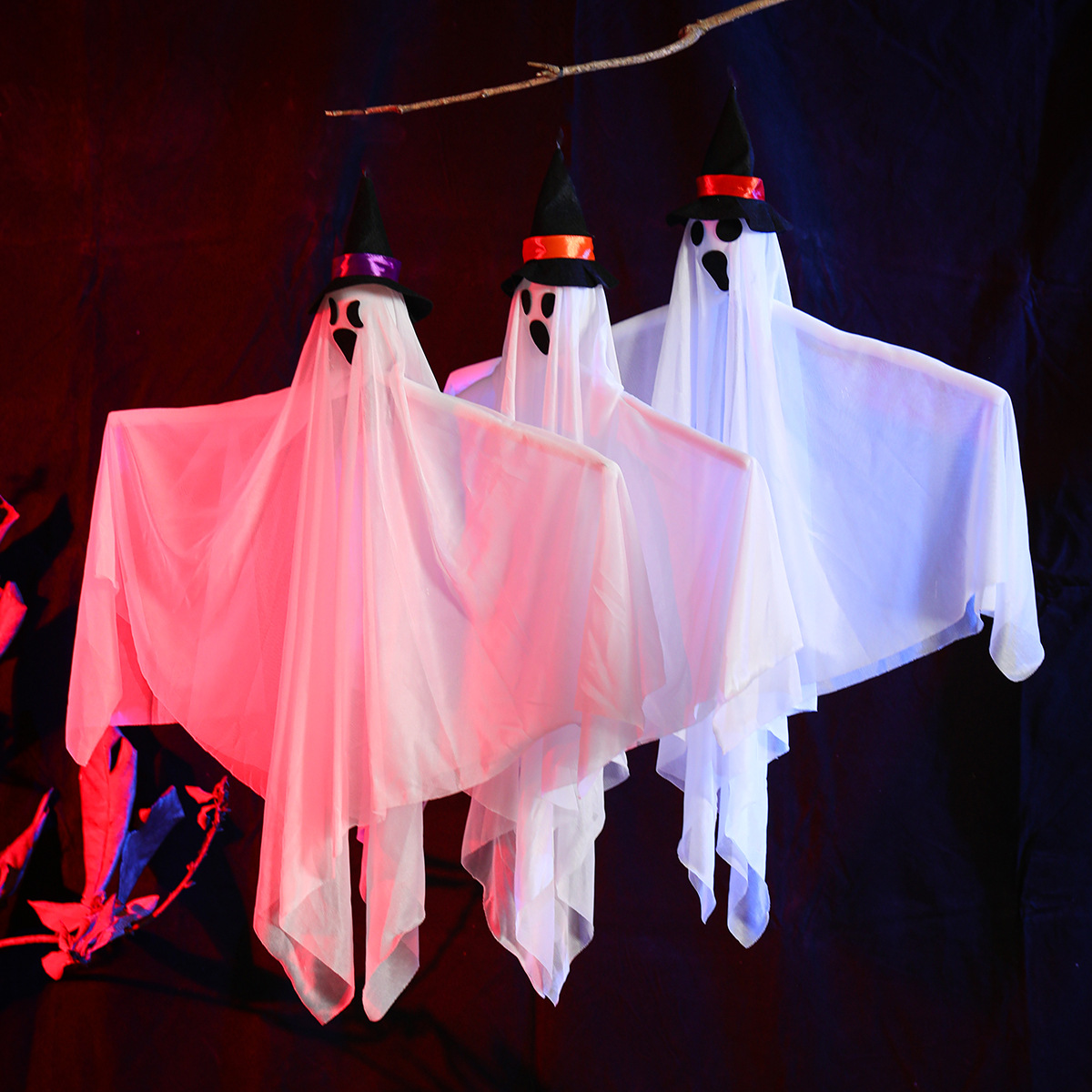 Halloween transfronterizo colgar fantasmas de tres cabezas cascada colgar fantasmas habitaciones secretas patio colgar decoración de horrores accesorios