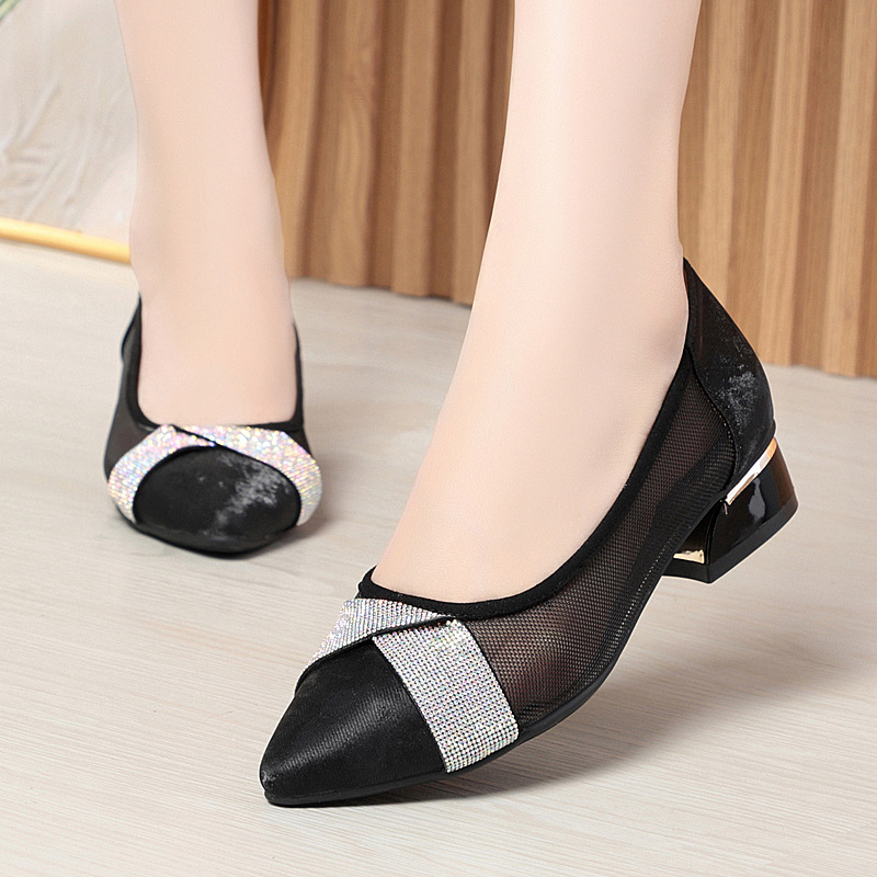 Sandal cao gót nữ đính đá lấp lánh phong cách Hàn Quốc — Màu be