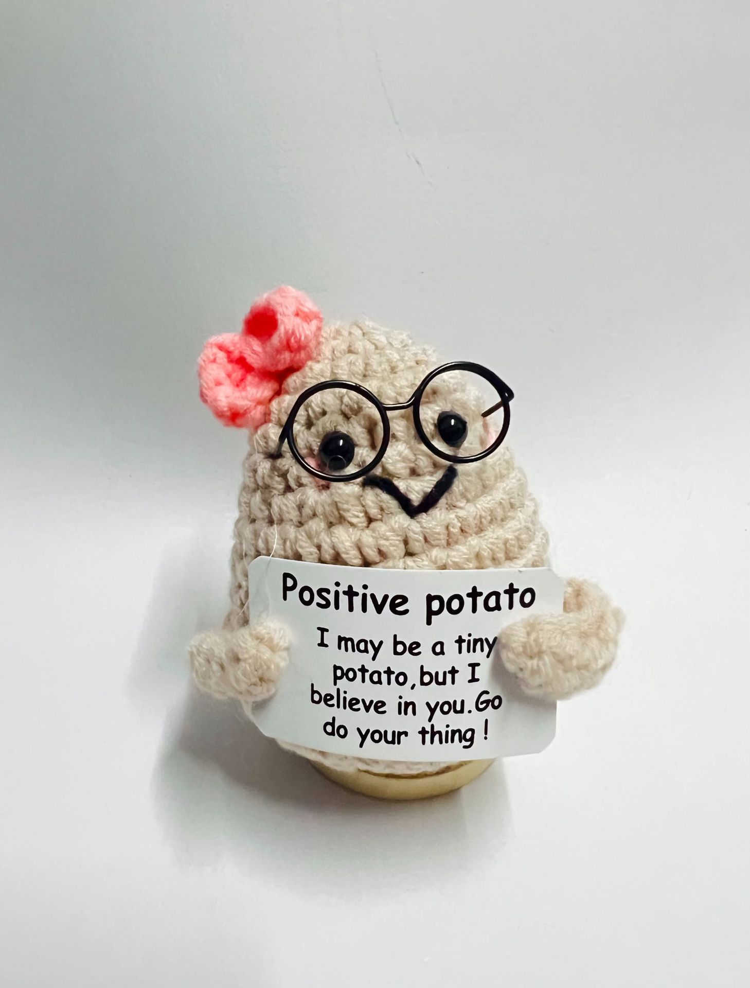 Amazon positivepotato hilado de lana tejida ganchillo patata divertida descompresión muñeca tejida a mano
