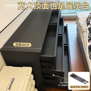 Home Chest of Drawers, Practical Bedroom Bedside Storage Cabinet, Light Luxury Italian Style Living Room Drawer Black Chest of Drawers