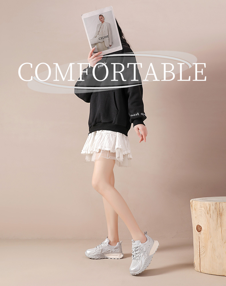 Giày sneaker nữ lưới thoáng khí phong cách Forrest Gump mẫu mới xuân hè 2025 — Mặt lưới ren màu tím SSD2112EQK, Mặt lưới ren màu xanh SSD2112EQK, SSD1112E7T xám trắng, Màu vàng [SSC3112EF9] chi tiết 1