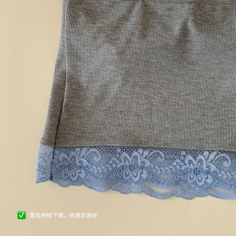 轻奢法式辣妹假两件叠穿背心女蕾丝边长款吊带美背打底衫可外穿|undefined