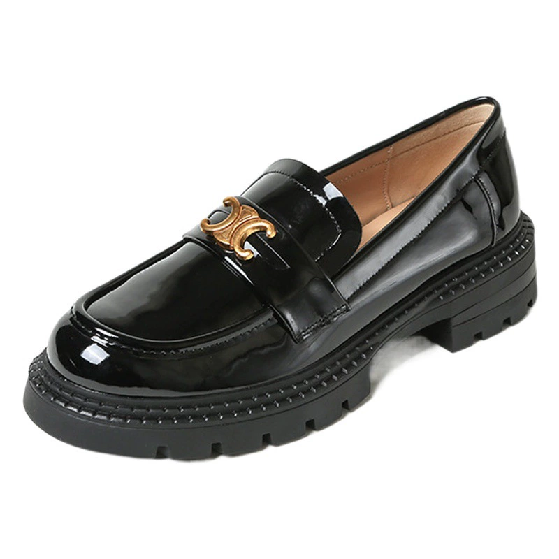 2025 обувь Lefu на толстой подошве, женская пряжка, винтаж в английском стиле