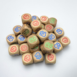 Factory Direct sales 20mm guessing dice wooden stone scissors cloth fun sieve game Dice Bar props