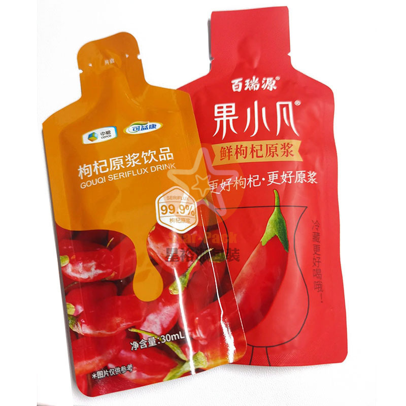 百瑞源30ml枸杞原浆异形模切瓶子形状铝箔袋 小批量彩印食品袋