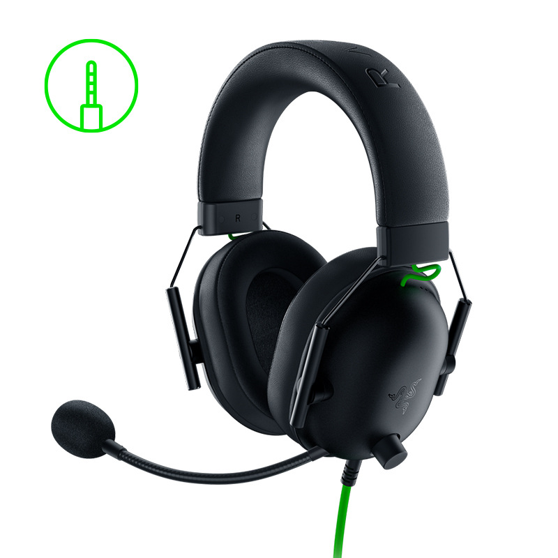 Razer雷蛇旋风黑鲨V2 X头戴电竞游戏黑白耳机麦克风7.